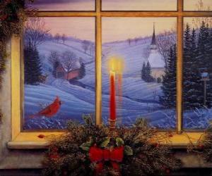 пазл Рождественские санях ЛИТ перед окном